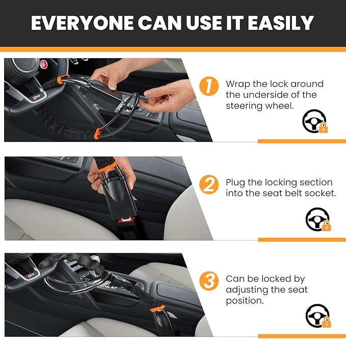 Best-selling Universal Steering Wheel Lock - Ultimate Anti-Theft Solution for Every Vehicle